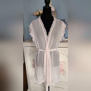 Pastel Pink Lightweight Short Wrap Robe By Linea Donnatella